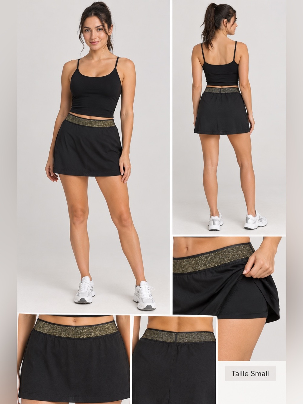 Black Skirt with Gold Waistband - Women